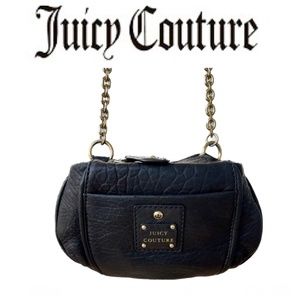 Vintage Juicy Couture small black leather crossbody bag w chain strap Y2K